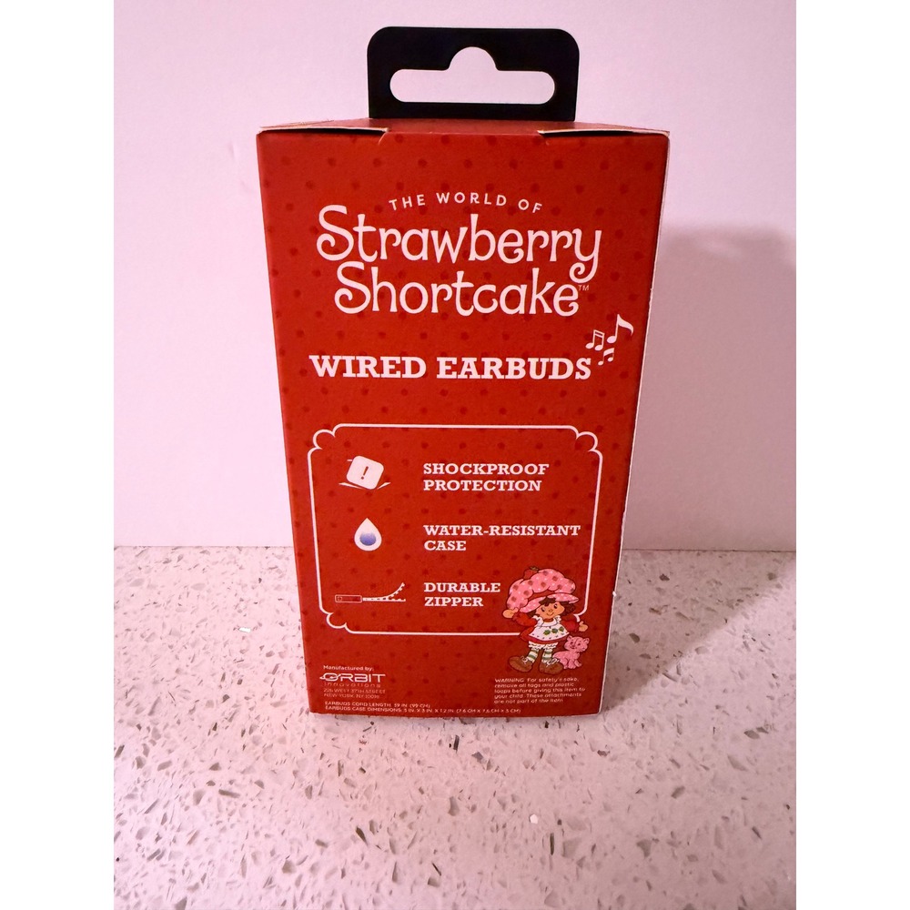 Strawberry Shortcake Wired Earbuds with Protective Pink Zipper Case New in Box - Picture 3 of 4